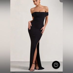 Off the shoulder black maxi dress
